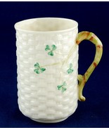 Belleek Gaelic Shamrock Basketweave Coffee Cup Mug Green Mark Ireland - £3.99 GBP