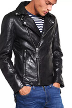 Racer Biker Jacket Elegant NEW Men&#39;s Jacket 100% Genuine Real Lambskin L... - $2,143.75 MXN+