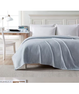 Poppy &amp; Fritz Solid Ultra Soft Plush Pastel Blue Queen Blanket Cotton Co... - £17.59 GBP