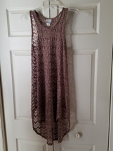 ELIF By Jordan Taylor Swim Suit Cover Up Brown Crochet Beach Dress Medium - £15.78 GBP