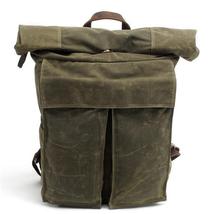 Vintage Waterproof Oil Wax Canvas Laptop Backpack Youth School Bags - £81.91 GBP