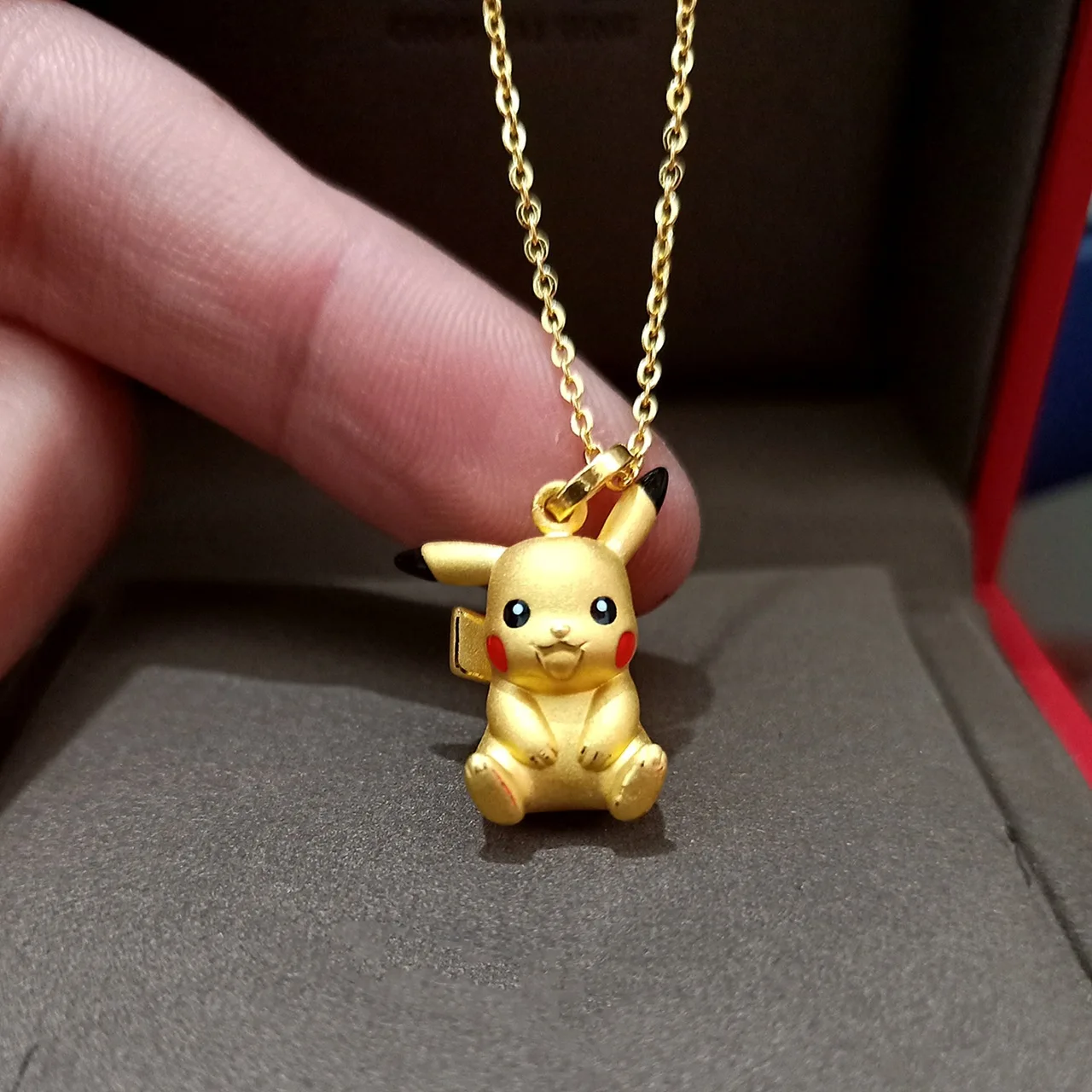 Pokemon cartoon Pikachu anime figure plated 24K gold kawaii necklace jewelry - £12.05 GBP