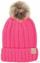 Candy Pink - Beanie Hat Toddler Kids Genuine Ages 2-7 Sherpa Lining Pom ... - £23.61 GBP