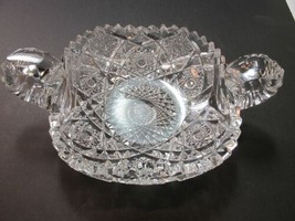 American Brilliant Period hand Cut Glass 2 handled dish - £83.34 GBP