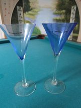 2 Martini Blue Dark And Lighter Crystal Glasses Compatible With Handmade In Pola - £62.15 GBP