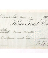 1912 Kineo Trust Company Bank Check E.A. Sampson Dover Maine Signed 1011... - $28.01 CAD