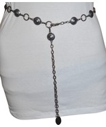 Fossil Antiqued Silver &amp; Brass Circle Medallion Chain Belt Adjustable NW... - $29.99