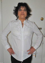 Jones New York Womens White 100% Cotton Embroidered Button Down Shirt (P... - $29.69