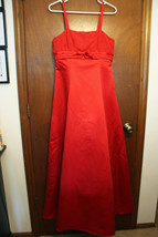 Red Full Length Dress with Embroidery on Chest - Size 9/10 - $10.99