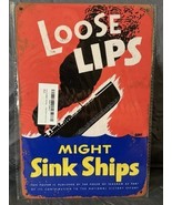Loose Lips Might Sink Ships 8x12 Metal Sign – WWII Propaganda Retro Wall... - $371.83 MXN