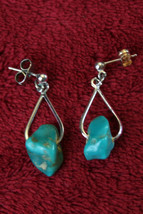 Native American Sterling Silver Turquoise Earrings - New Mexico - £39.32 GBP
