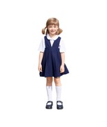 French Toast Navy V-Neck Pleated Jumper Dress School Uniform Size 3T - $277.04 MXN