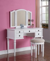 Bobkona St. Croix Collection Vanity Set with Stool, Drawer-Home-Organize-Beauty - £306.28 GBP