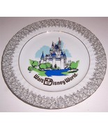 Disneyland Walt Disney World Collectors Plate with Silver Gilt Edging - $55.14