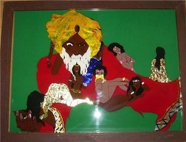 East Indian Man &amp; Women In Harem Asian Erotica Foil Art - $191.99