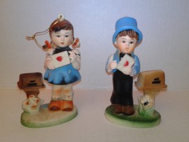 Plastic Hummel Style Boy and Girl Mailing Letters Figurine Ornaments - £6.35 GBP