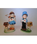 Plastic Hummel Style Boy and Girl Mailing Letters Figurine Ornaments - £6.28 GBP