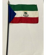 New Equatorial Guinea Mini Desk Flag - Black Wood Stick Gold Top 4” X 6” - $6.81 CAD