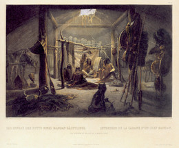 Interior of the Hut of a Chief 30x44 Karl Bodmer Native American Indian Art - £118.87 GBP