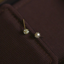 9ct Solid Gold Disco Ball Stud  Zirconia Earrings Handmade - sparkle, 9K Au375, - £55.79 GBP