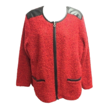 Cathy Daniels Womens Jacket Red Black Color Block Full Zip Pockets Colla... - £14.93 GBP