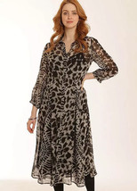 POMODORO Mix ’n’ Match Black Animal Print Midi Dress  UK 16 (fm75-13) - £37.74 GBP