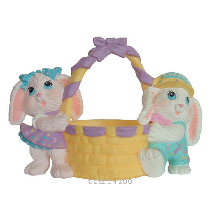 Hallmark Easter Bunny Boy &amp; Cottontail Girl with Egg Basket Vtg 1991 Col... - $3.89