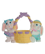 Hallmark Easter Bunny Boy &amp; Cottontail Girl with Egg Basket Vtg 1991 Col... - £3.10 GBP