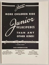 1951 Print Ad Junior Velocipedes Children Ride Toy Corporation Hammond,Indiana - $9.88