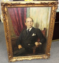 Richard Hall 1933 Portrait of Gentleman 40&quot;x55&quot; Framed Oil Painting, Hand Signed - £1,486.87 GBP