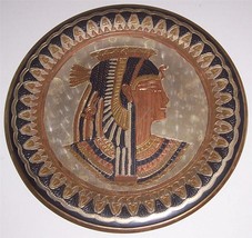 Egyptian Goddess Queen Cleopatra Nefertiti Brass &amp; Copper Wall Plate Kemet - £150.97 GBP