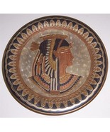 Egyptian Goddess Queen Cleopatra Nefertiti Brass &amp; Copper Wall Plate Kemet - $191.99