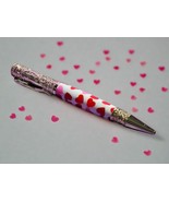 Giving You &quot;All My Love&quot; Pen with Red and Pink Hearts Adorned with a Gol... - $84.99