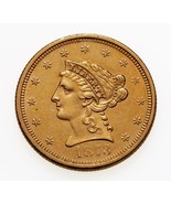1873 Open 3 G$2.50 Gold Liberty Quarter Eagle in Unc Condition - €679,91 EUR