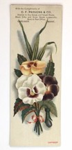 Victorian Trade Card Bookmark C.F. Parsons &amp; Co. Gardiner Maine Dry Goods Floral - £15.78 GBP