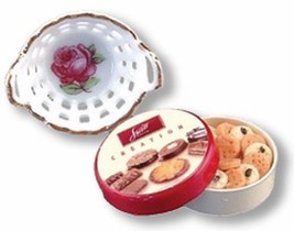 Small Filled Cookie Tin Set 1.426/8 Reutter Bowl Food DOLLHOUSE Miniature - £12.11 GBP