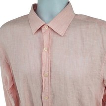 The Men&#39;s Store Bloomingdale&#39;s Size M 100% Linen Shirt Pink Striped - £19.74 GBP