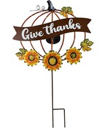 Solar Lighted Pumpkin Garden Stake with Sunflowers Outdoor Fall Decor, 2... - $552.67 MXN