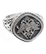 Gerochristo 2815 -  Double Headed Eagle -Byzantine Silver Ring  / size 7 - £152.45 GBP