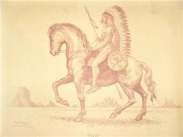 Franklin Moody Lord Of The Plains Native Indian Litho - $199.99