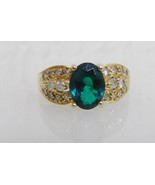 14KP Yellow Gold Green Emerald & Diamond Ladie's Sz 5.5 Ring 3.5g CI IN CH RA - $209.99
