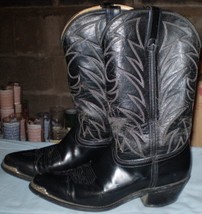 Durango Mens Black Leather Cowboy Boots 10D Distressed Used - £31.27 GBP