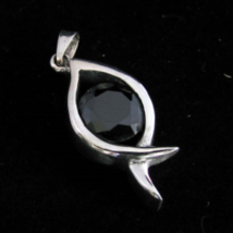 Stunning Sterling silver Pendant with a Beautiful round cut Black CZ high polish - £35.97 GBP