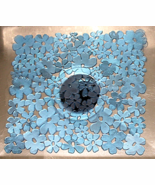 Floral PVC Sink Mat Protector – Blue, 11.5&quot; x 10.5&quot;, Cut-to-Fit Design - $13.43 CAD