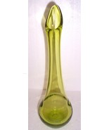 GLASS ART VIKING OLIVE GREEN TALL SWUNG GLASS VASE - $182.00