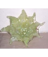 GLASS ART MURANO AQUA GREEN HANDBLOWN FLOWER DISPLAY - $394.07 CAD