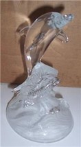 GLASS ART MURANO CLEAR &amp; SMOKED GLASS DOLPHIN SCULPTURE - $74.99