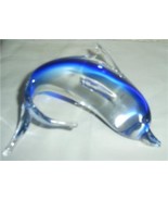 GLASS ART MURANO SERENE BLUE DOLPHINS ON SIDE GLASS - €71,98 EUR