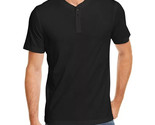 Club Room Men&#39;s All Cotton Solid Henley Shirt Black-Large - £9.56 GBP
