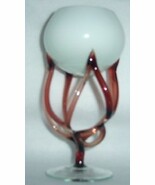 GLASS ART WHITE AMBER HANDBLOWN JOZEFINA KROSNO POLAND - $220.89